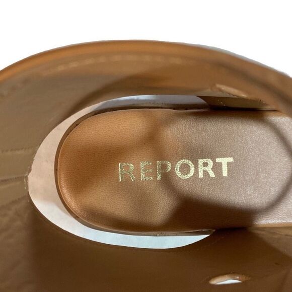 New Report Zahara Gladiator Sandals Tan Faux Leather Size 7 1/2 - Picture 6 of 9